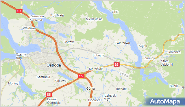 mapa Lubajny, Lubajny na mapie Targeo