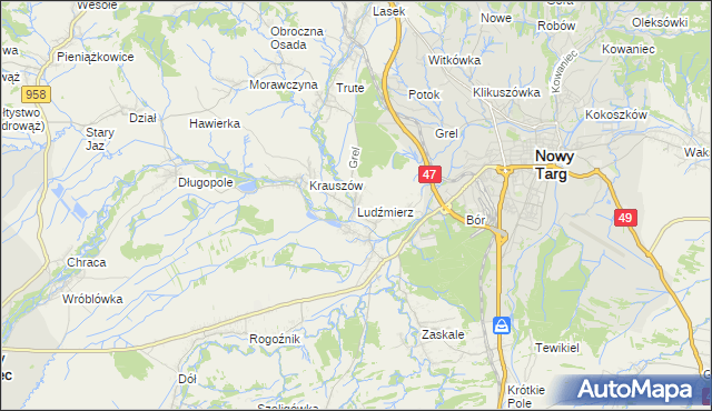 mapa Ludźmierz, Ludźmierz na mapie Targeo