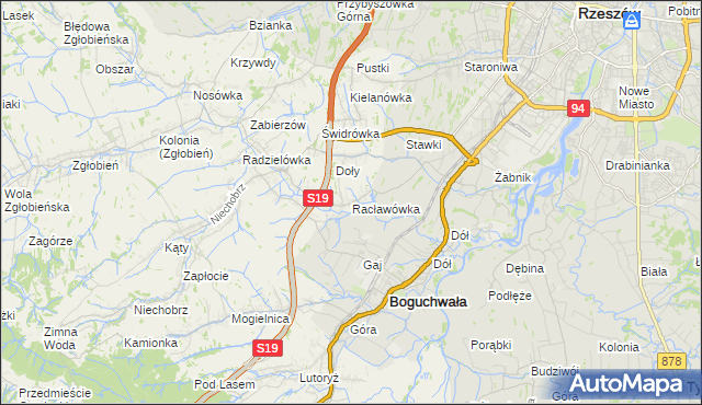 mapa Racławówka, Racławówka na mapie Targeo