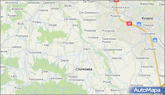 mapa Zręcin, Zręcin na mapie Targeo