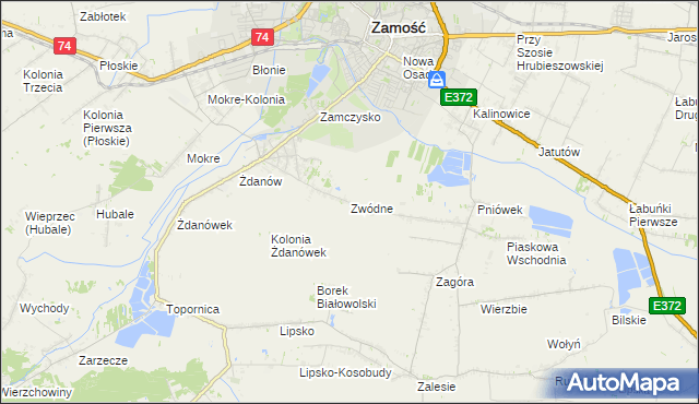 mapa Zwódne, Zwódne na mapie Targeo