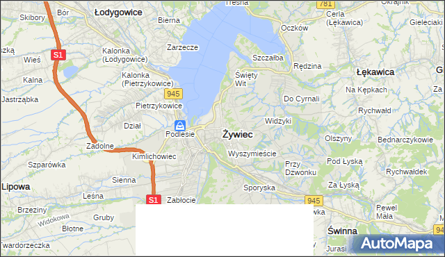 mapa Żywiec, Żywiec na mapie Targeo