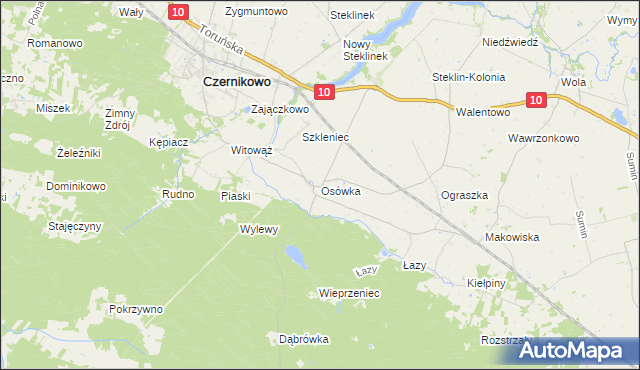 mapa Osówka gmina Czernikowo, Osówka gmina Czernikowo na mapie Targeo