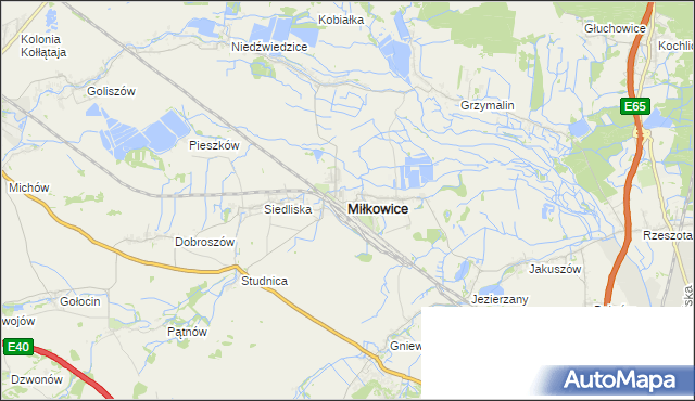 mapa Miłkowice powiat legnicki, Miłkowice powiat legnicki na mapie Targeo