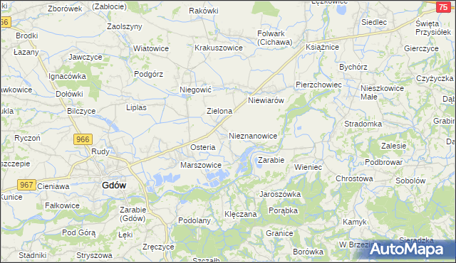 mapa Nieznanowice gmina Gdów, Nieznanowice gmina Gdów na mapie Targeo