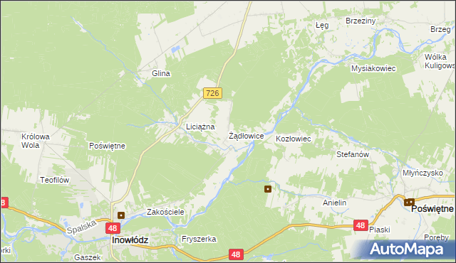 mapa Żądłowice, Żądłowice na mapie Targeo