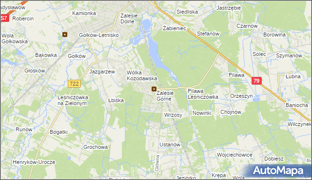 mapa Zalesie Górne, Zalesie Górne na mapie Targeo