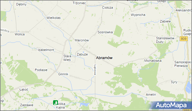 mapa Abramów powiat lubartowski, Abramów powiat lubartowski na mapie Targeo