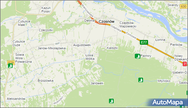 mapa Adamówek gmina Czosnów, Adamówek gmina Czosnów na mapie Targeo