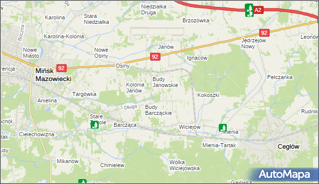 mapa Anielew gmina Mińsk Mazowiecki, Anielew gmina Mińsk Mazowiecki na mapie Targeo