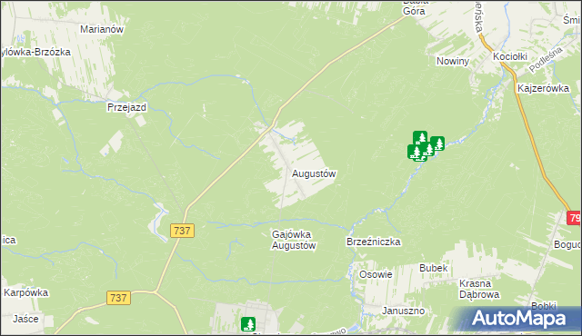 mapa Augustów gmina Pionki, Augustów gmina Pionki na mapie Targeo