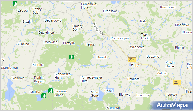 mapa Barwik, Barwik na mapie Targeo