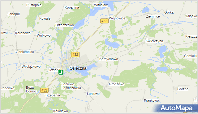 mapa Berdychowo gmina Osieczna, Berdychowo gmina Osieczna na mapie Targeo