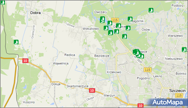 mapa Bezrzecze, Bezrzecze na mapie Targeo