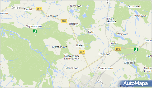 mapa Białęgi gmina Murowana Goślina, Białęgi gmina Murowana Goślina na mapie Targeo