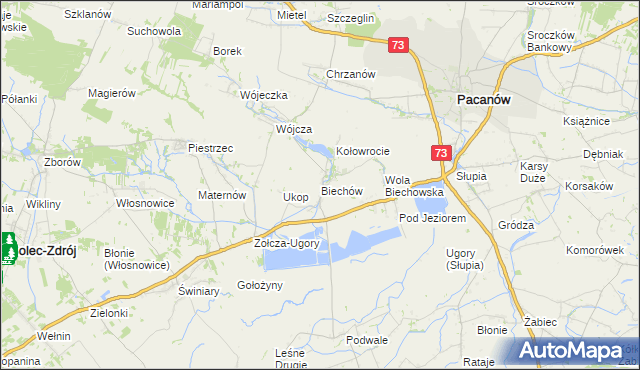 mapa Biechów gmina Pacanów, Biechów gmina Pacanów na mapie Targeo
