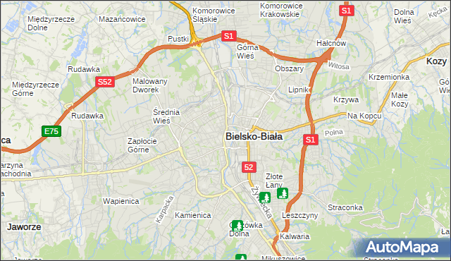 mapa Bielsko-Białej, Bielsko-Biała na mapie Targeo