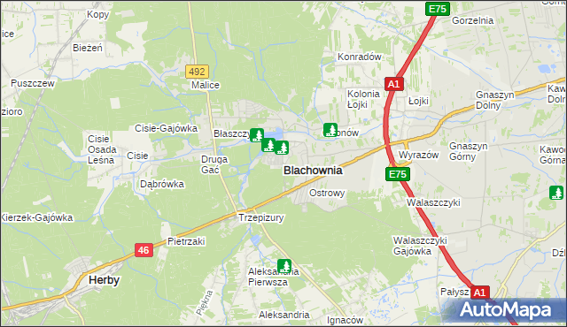 mapa Blachownia, Blachownia na mapie Targeo