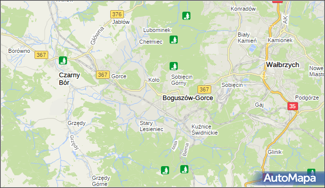 mapa Boguszów-Gorce, Boguszów-Gorce na mapie Targeo