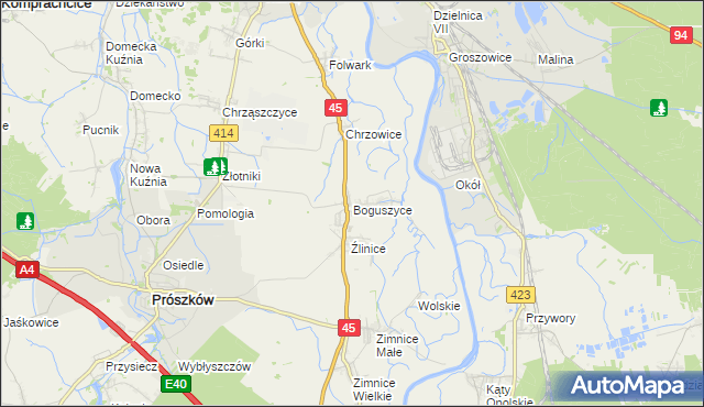 mapa Boguszyce gmina Prószków, Boguszyce gmina Prószków na mapie Targeo