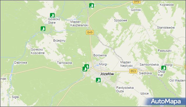 mapa Borowina gmina Józefów, Borowina gmina Józefów na mapie Targeo