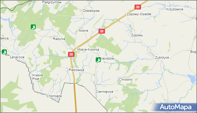 mapa Braciszów, Braciszów na mapie Targeo