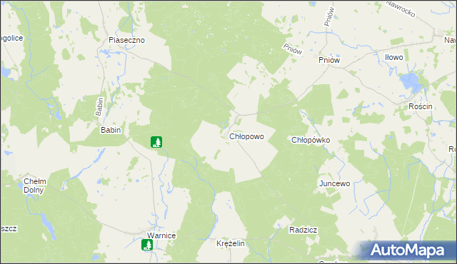 mapa Chłopowo gmina Myślibórz, Chłopowo gmina Myślibórz na mapie Targeo
