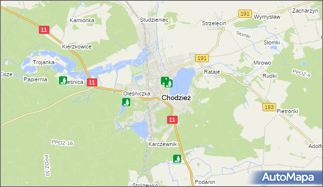 mapa Chodzież, Chodzież na mapie Targeo