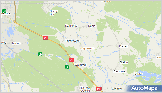 mapa Dąbrowice gmina Chrząstowice, Dąbrowice gmina Chrząstowice na mapie Targeo