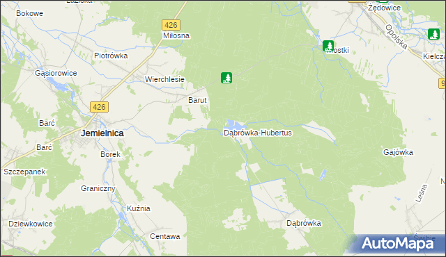 mapa Dąbrówka-Hubertus, Dąbrówka-Hubertus na mapie Targeo