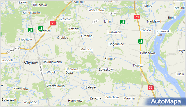 mapa Dobiecin gmina Chynów, Dobiecin gmina Chynów na mapie Targeo