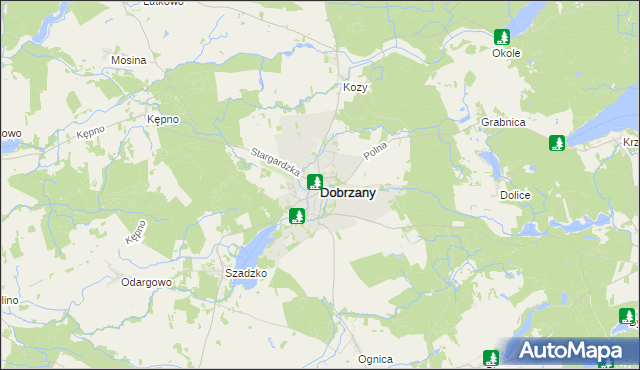 mapa Dobrzany powiat stargardzki, Dobrzany powiat stargardzki na mapie Targeo