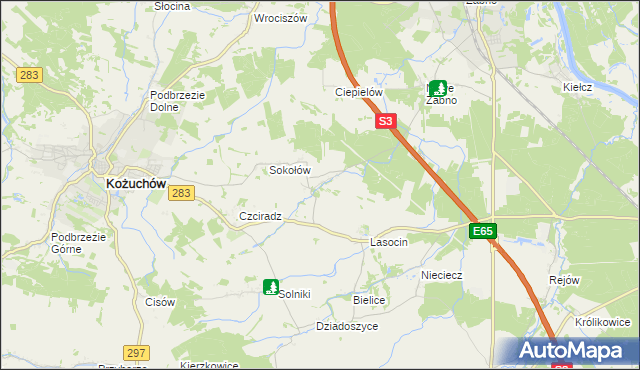 mapa Drwalewice gmina Kożuchów, Drwalewice gmina Kożuchów na mapie Targeo