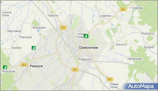 mapa Dzierżoniów, Dzierżoniów na mapie Targeo