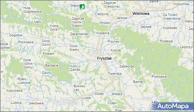 mapa Frysztak, Frysztak na mapie Targeo