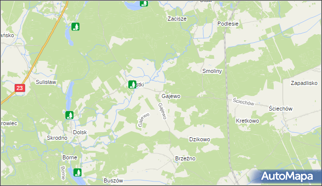 mapa Gajewo gmina Lubiszyn, Gajewo gmina Lubiszyn na mapie Targeo