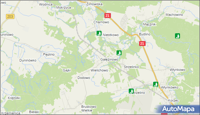 mapa Gałęzinowo, Gałęzinowo na mapie Targeo