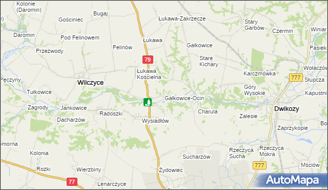 mapa Gałkowice-Ocin, Gałkowice-Ocin na mapie Targeo