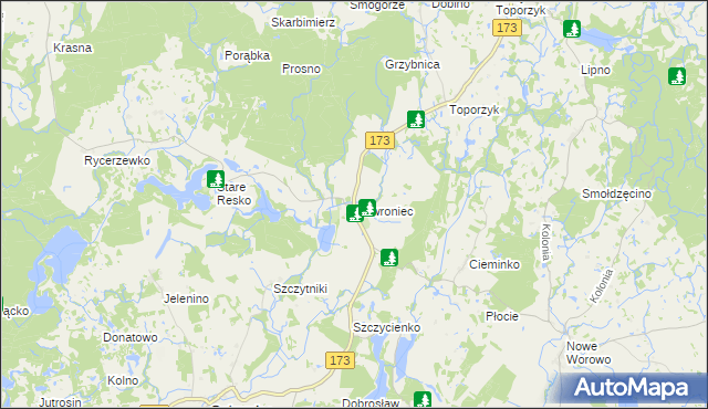 mapa Gawroniec gmina Połczyn-Zdrój, Gawroniec gmina Połczyn-Zdrój na mapie Targeo