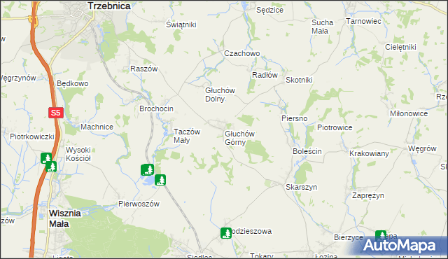 mapa Głuchów Górny, Głuchów Górny na mapie Targeo