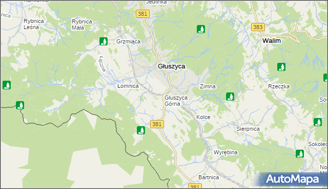 mapa Głuszyca Górna, Głuszyca Górna na mapie Targeo