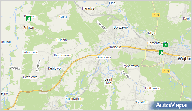 mapa Gościcino, Gościcino na mapie Targeo