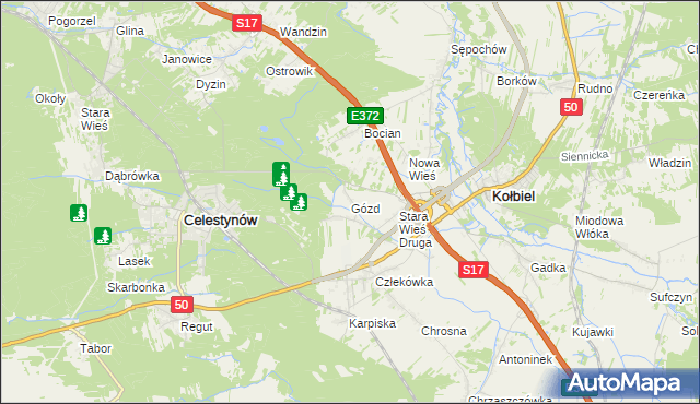 mapa Gózd gmina Kołbiel, Gózd gmina Kołbiel na mapie Targeo