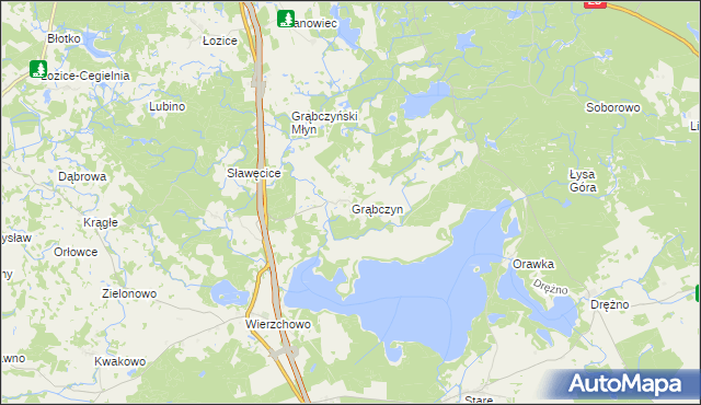 mapa Grąbczyn gmina Szczecinek, Grąbczyn gmina Szczecinek na mapie Targeo