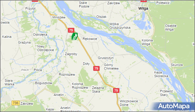 mapa Gruszczyn gmina Magnuszew, Gruszczyn gmina Magnuszew na mapie Targeo