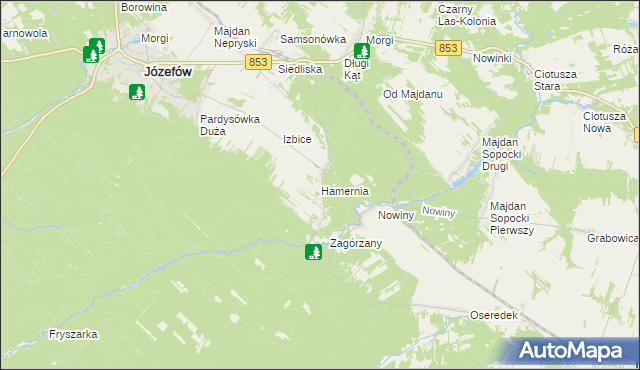 mapa Hamernia gmina Józefów, Hamernia gmina Józefów na mapie Targeo
