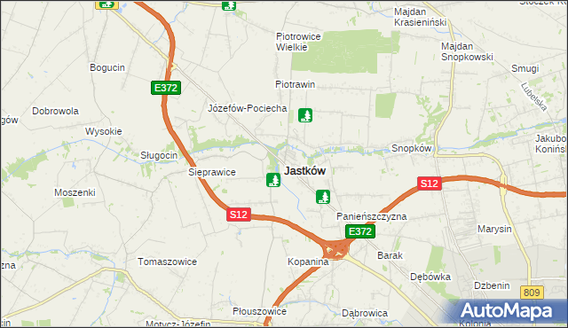 mapa Jastków powiat lubelski, Jastków powiat lubelski na mapie Targeo