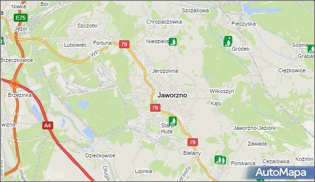 mapa Jaworzno, Jaworzno na mapie Targeo