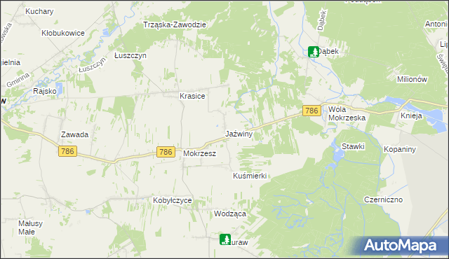 mapa Jaźwiny gmina Mstów, Jaźwiny gmina Mstów na mapie Targeo