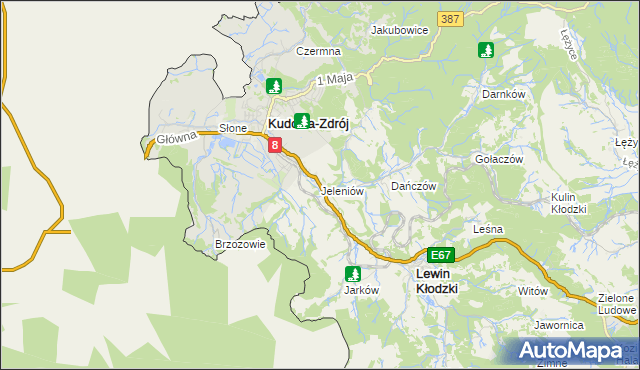 mapa Jeleniów gmina Lewin Kłodzki, Jeleniów gmina Lewin Kłodzki na mapie Targeo
